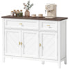 Sideboard with Thick Top, Cabinet, 2 Drawers and Adjustable Shelves, White