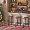 Bar Stools Set of 2 with Footrest, Industrial Breakfast Bar Stools, Rustic Brown