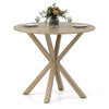 COSTWAY 90CM Wood Dining Table Round Kitchen Table for 2-4 People-Brown