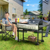 2-in-1 Gas BBQ and Plancha Grill with Side Burner, 12 kW Propane Gas Barbecue