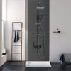 Exposed Shower Taps Mixer Valve Black Bathroom Square Twin Head Bar Shower Set