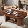 Oval Coffee Table, 2-Tier Modern Coffee Table Accent Center Table with Storage