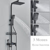 Exposed Shower Taps Mixer Valve Black Bathroom Square Twin Head Bar Shower Set