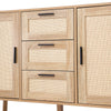 Rattan 2 Doors Sideboard Cabinet Home Storage Cupboard Buffet & 3 Drawers Unit