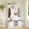 Farmhouse Entryway Bench with Shoe Storage & 7 Hooks