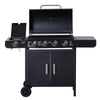 Outdoor Gas BBQ Grill 4+1 Burner Garden Barbecue Cooker Trolley Side Shelves