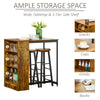 Industrial Bar Table Stool Set 3 Piece Dining Rustic Breakfast Metal 2 Chairs