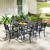 7 Pieces Garden Dining Set with Stackable Chairs with Umbrella Hole