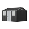 12FT x 10FT Galvanised Garden Tool Storage Shed with Lockable Door, Two Windows