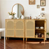 Wooden Buffet Sideboard Rattan Storage Cabinet Display Organiser Cupboard 2 Door