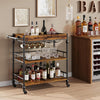 3-Tier bar cart with Wheel Bar Cart Mobile Beverage Cart with Storage Shelf