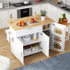 Kitchen Island Rolling Storage Trolley w/ Drop Leaf, Drawer & Spice Racks, White
