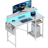 Computer Desk with LED Lights & Adjustable Monitor Stand, Writing Desk, White