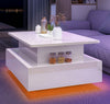 High Gloss LED Coffee Table With Storage Wooden 2 Drawer Living Room Furniture