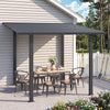 2.4x3.6m Metal Lean-to Gazebo Wall Mounted Iron Hardtop Pergola Heavy Duty