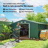 13 x 11ft Garden Shed Storage with Foundation Kit and Vents, Green