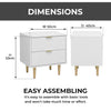 Home Stuff Plus White 2-Drawer Bedside Table with Bronze Accents - 53x50x40cm