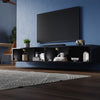 200cm Black Floating TV Cabinet Stand Unit High Gloss Storage Door Wall Mounted