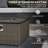 13 KW Rattan Gas Fire Pit Table, Garden Propane Fire Pit Coffee Table, Grey