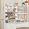 White Dressing Table Vanity Makeup Desk with LED Mirror 5 Drawers & Open Shelves