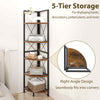 5 tier Corner Bookshelf 160 CM Tall Corner Storage Shelves-Coffee