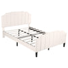 4FT6 DOUBLE BED UPHOLSTERED BED FRAME WITH HEADBOARD AND SOLID WOOD SLATS BEIGE