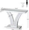 100CM Mirrored Console Table, Modern Sliver Entryway Table with Crystal Frames