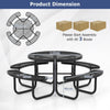 Outdoor Round Picnic Table & Bench Garden 115cm Coated Steel Table
