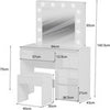 Vanity Dressing Table Set w/ LED Mirror High Gloss 4 Drawers Makeup Desk Bedroom