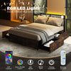 Double Industrial Metal Platform Bed with Headboard & 4 Storage Drawers