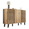 Sideboard Storage Cabinet with Hybrid Doors & Shelves, 150x40x95cm, Wood Grain