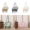Boho Hanging Hammock Swing Chair Cotton Rope Swing for Indoor Outdoor Patio