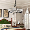 Vintage Round Crystal Chandelier Industrial Ceiling Chandelier Flush Mount Light