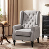 Retro Accent Chair Wingback Armchair with Wood Frame for Living Room Dark Grey