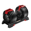 Black Adjustable Rotation Weight Gym Dumbbells 2 x 24kg - Pair Set (48KG Total)