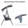 2 Seater Garden Swing Chair w/ Tilting Canopy, Drink Tray & Storage Bag, Grey