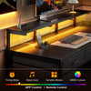 120 cm Computer Desk with Drawers, Gaming Table with LED Lights & Power Outlets