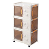 3Pcs Large Storage Boxes Foldable Plastic Stacking Clothes Baskets w Hook&Wheels