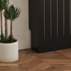 Radiator Cover Vertical Slat Modern Stylish MDF Wood White Black Cabinet Shelf