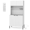 Kitchen Pantry Cabinet with Power Outlets and Wine Racks-White