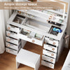 Mondeer Vanity Dressing Table with LED Lighted Mirror & 11 Drawers Makeup Desk
