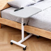 Adjustable Overbed Table Bedside Laptop Tray Table on Wheels Hospital Home Grey