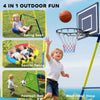 Adjustable 4-in-1 Kids Swing Set with Saucer Swing Basketball Hoop Football Goal
