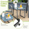 3PCS Conversation Furniture Patio Bistro Set Coffee Table and 2 Stackable Chair