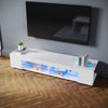 135 160 180cm High Gloss White TV Stand Cabinet Storage Shelves with LED Lights