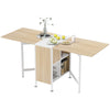 Folding Table Computer Desk with Storage Shelves Oak, White Home Office