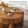 Solid Wood Round Coffee Table, 32 Inch Farmhouse Center Table w/ Thick Tabletop
