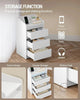 LED Bedside Table 3 Drawers Storage Cabinet Slim Nightstand w/Charging Station✅