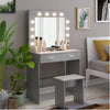 LED Light Vanity Dressing Table Set Bedroom Makeup Desk With Mirror Drawer Stool