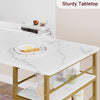 Dining Bar Table Set for 2 with 3-Tier Storage Shelves & 2 Upholstered Chairs